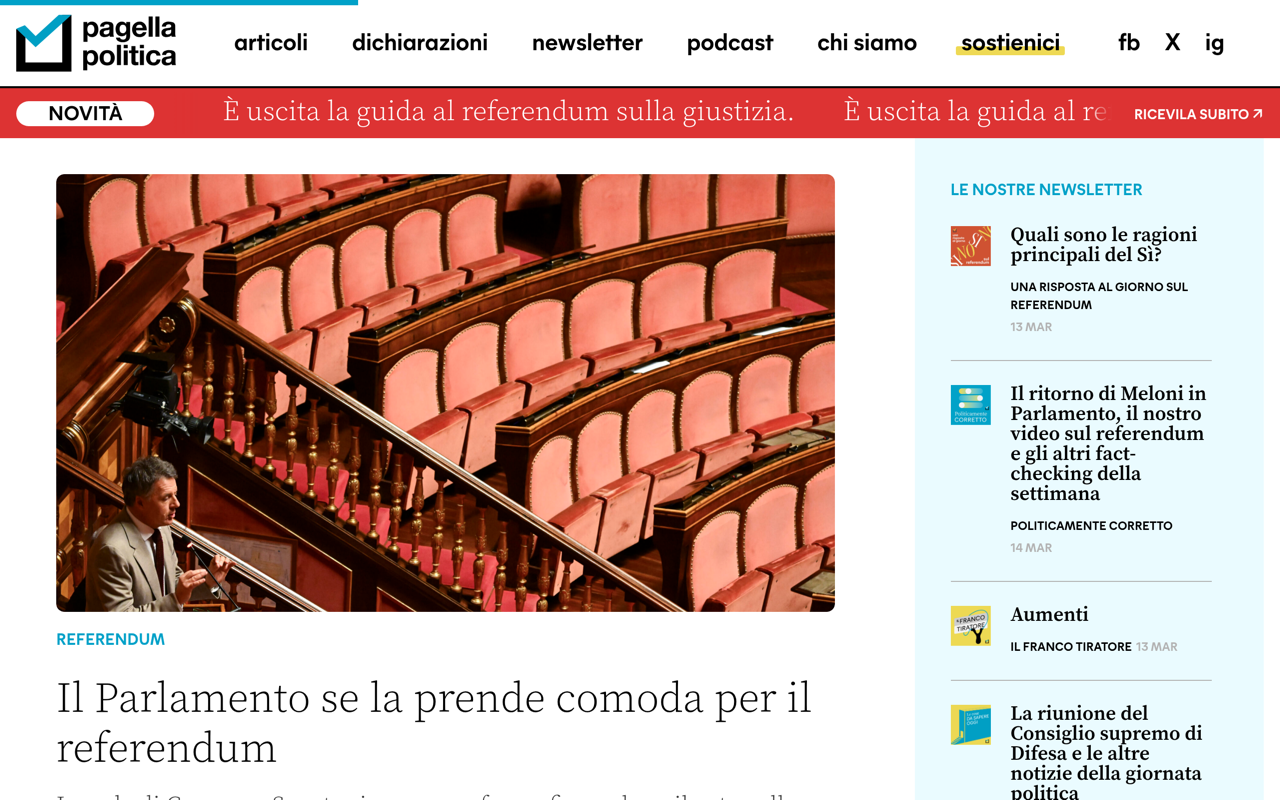 Screenshot di Pagella Politica